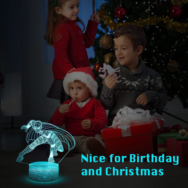Spider Man Lamp Boys Gifts 3D Illusion-lampa för barn ，med R