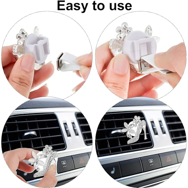 4 delar Bling högklackade ventilklämmor Crystal Shoe Car Clips R