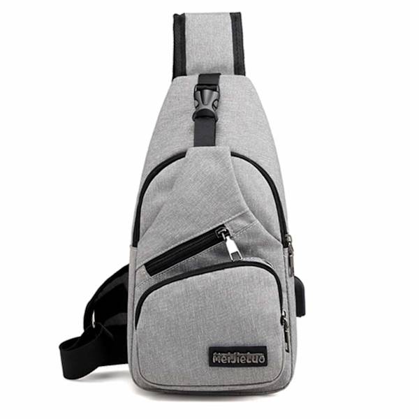 Axelväska Herr Cross Body Väska Powerbank Uttag - Grå grå gray