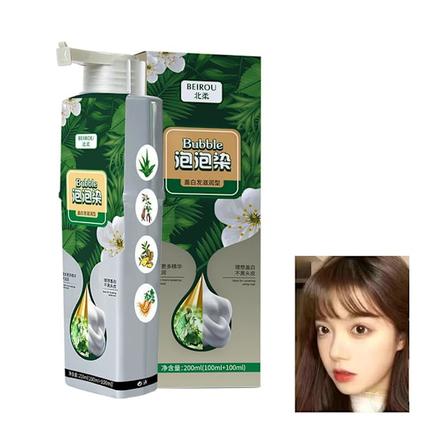 2023 nytt rent växtextrakt för grått hårfärg Bubble Dye Bubbl chestnut brown 200ml