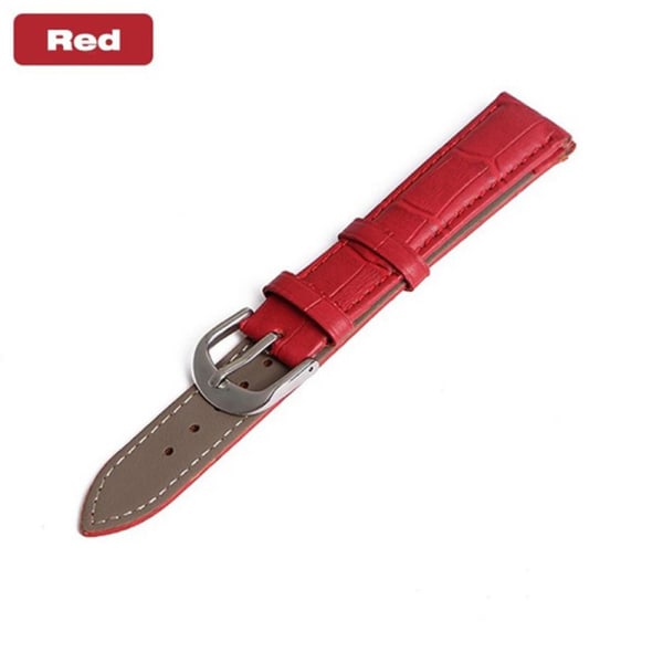 Klockarmband i Läder (Vintage-design) Röd 22mm