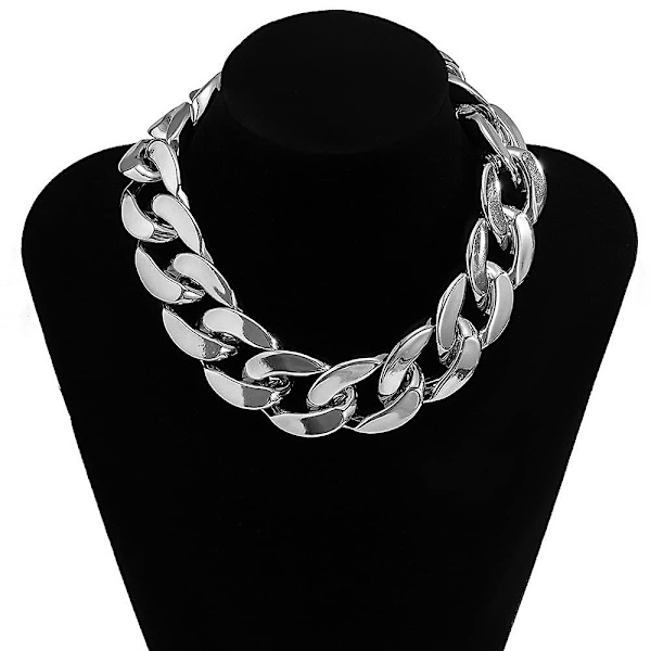 Punk Cuban Link Chain Choker Halsband Guld Lätt Chunky Oval Chain Link Halsband Statement Hip Hop smycken silver