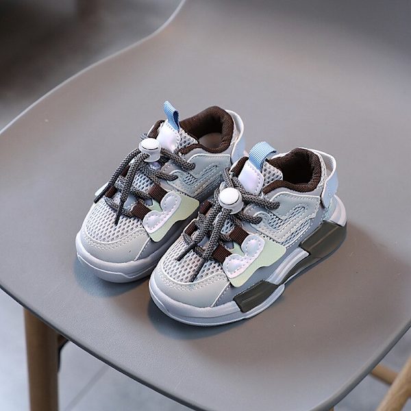 Children's Design White Sneakers Toddlers Girls Boys Mesh Breathable Lace-up Casual Sport Shoes Kids Tennis 2-6Y Toddler Shoes Dark Grey 24