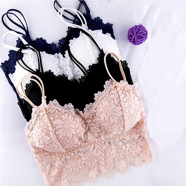 5 st Spets Braletter för Dam Bralette Vadderad spets Bandeau BH X-Large