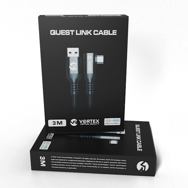 3 metrin kaapeli VortexVR USB-A:sta Meta Quest Linkiin | Quest 3S:ään Quest 3 Quest 2:een