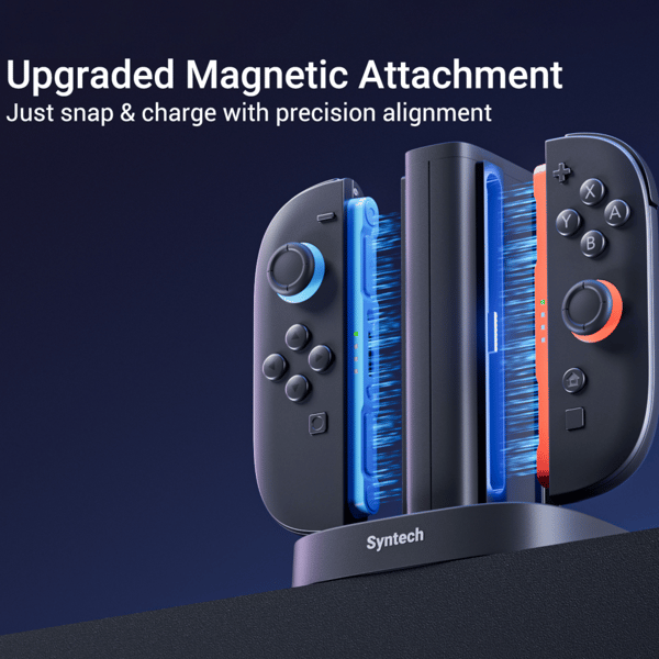 Syntech Joy-Con ladestasjon for Nintendo Switch 2 - 4-i-1 hurtiglader med LED