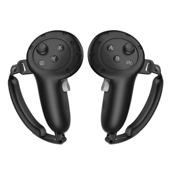 Silikonecontroller-dæksler + holder til Meta Quest 3S / Quest 3 – Blødt skridsikkert beskyttelsesgreb med justerbare stropper – VR-tilbehør (Sort/Grå)