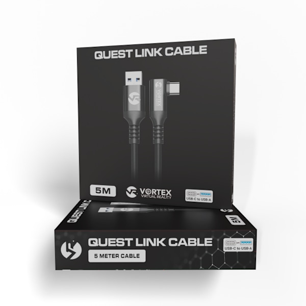 5 metrin kaapeli VortexVR USB-A:sta Meta Quest Linkiin | Quest 3S:ään Quest 3 Quest 2:een