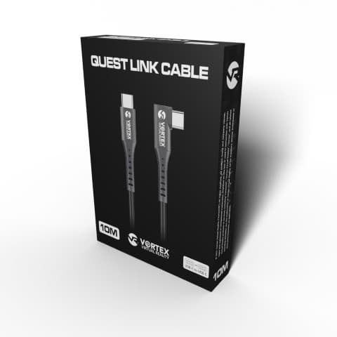 VORTEX VR 10m USB-C til USB-C Høyhastighetskabel for Meta Quest 2/3/3S – Oculus Link, SteamVR & SideQuest-kompatibel, Fleksibel VR PC-kabel