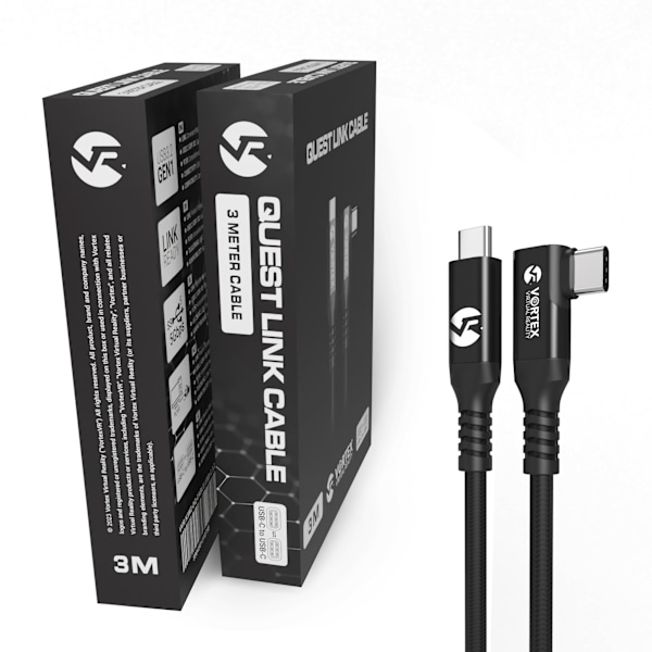 3 metrin kaapeli VortexVR USB-C:stä Meta Quest Linkiin | Quest 3S:ään Quest 3 Quest 2:een