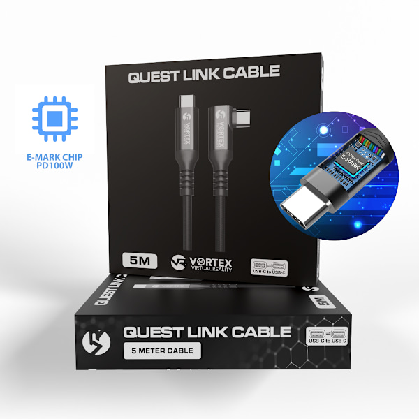 VortexVR-kaapeli 5m USB-C (Fast charging) + kiinnike | META QUEST LINK