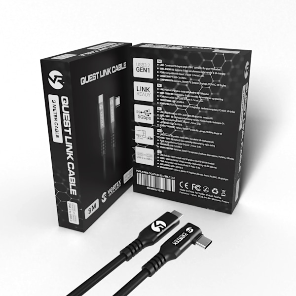 3 metrin kaapeli VortexVR USB-C:stä Meta Quest Linkiin | Quest 3S:ään Quest 3 Quest 2:een