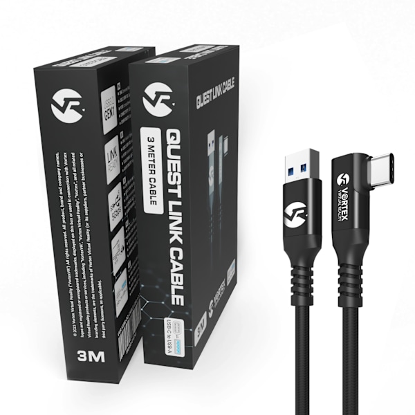 VORTEX VR 3m Link-kabel USB-A til USB-C – Højhastigheds PC VR-kabel til Meta Quest 3 / Quest 3S / Quest 2 / Quest 1 – 5 Gbps dataoverførsel til Oculus