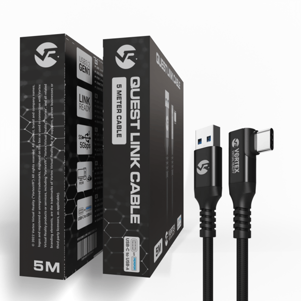 VORTEX VR 5m USB-A til USB-C-kabel for Meta Quest Link – Høyhastighetsdata 5 Gbps for Quest 3S, Quest 3, Quest 2 & Oculus Quest 1