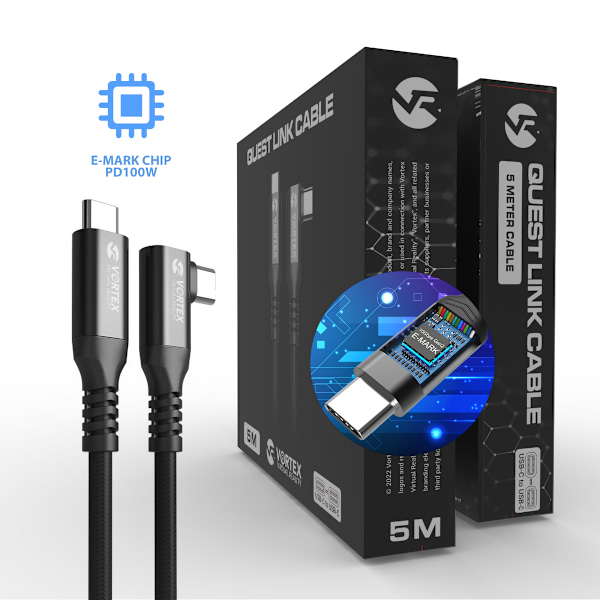 VortexVR-kabel 5m 10 GBPS PD100W (Fast charging) USB-C till META QUEST LINK / OCULUS LINK