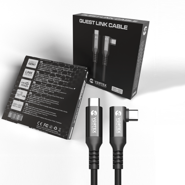 VORTEX VR 5m USB-C-kabel för Meta Quest Link – Hög hastighet 5 Gbps dataöverföring för Quest 3S, Quest 3, Quest 2 & Oculus Quest 1