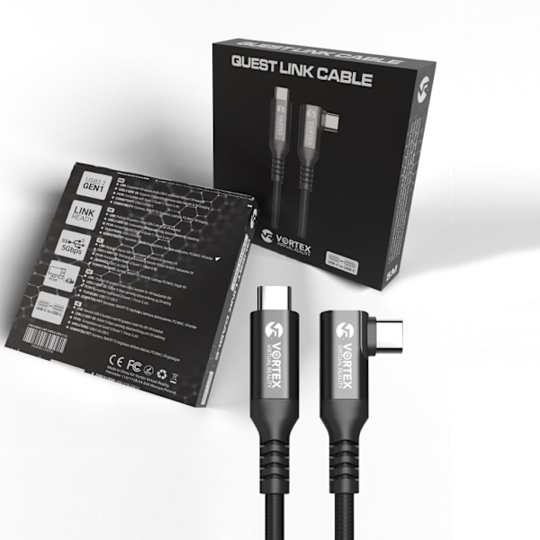 VORTEX VR 5m USB-C-kabel til Meta Quest Link – Højhastigheds 5 Gbps dataoverførsel til Quest 3S, Quest 3, Quest 2 & Oculus Quest 1