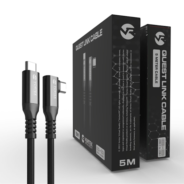 VortexVR-kaapeli 5m + kiinnike | USB-C | Quest 3 Quest 3S Quest 2:lle