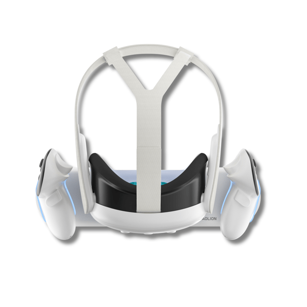 VORTEX VR Lade-dokk for Meta Quest 3 – Dobbel USB-C-stasjon med LED-base, lader headset og controllere, inkluderer batterier og deksler