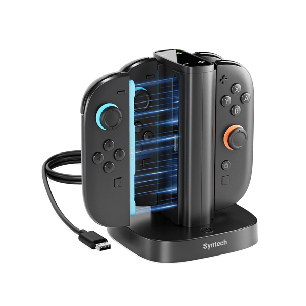 Syntech Joy-Con ladestasjon for Nintendo Switch 2 - 4-i-1 hurtiglader med LED
