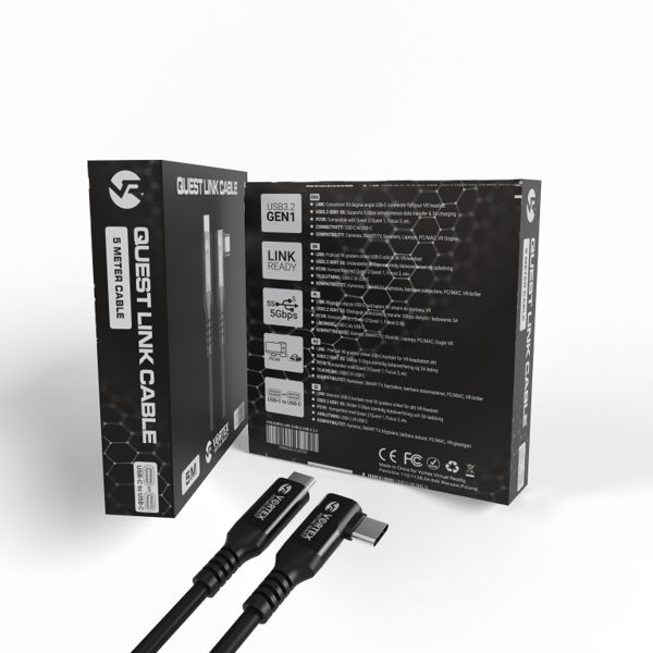 VORTEX VR 5m USB-C-kabel för Meta Quest Link – Hög hastighet 5 Gbps dataöverföring för Quest 3S, Quest 3, Quest 2 & Oculus Quest 1