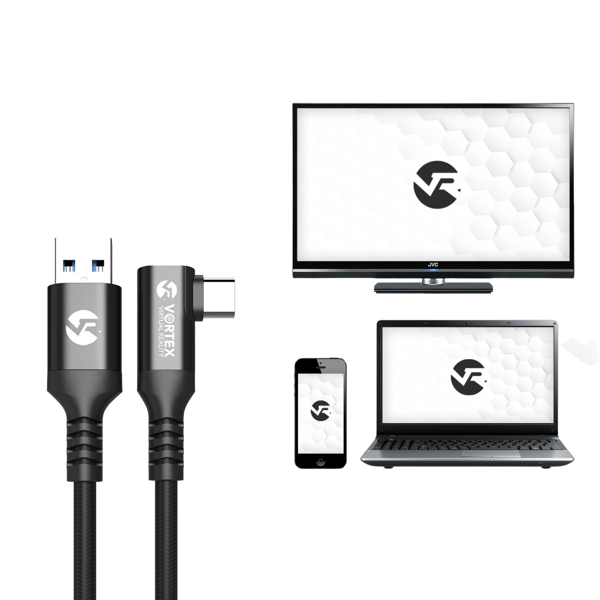 VORTEX VR 5m USB-A til USB-C-kabel for Meta Quest Link – Høyhastighetsdata 5 Gbps for Quest 3S, Quest 3, Quest 2 & Oculus Quest 1