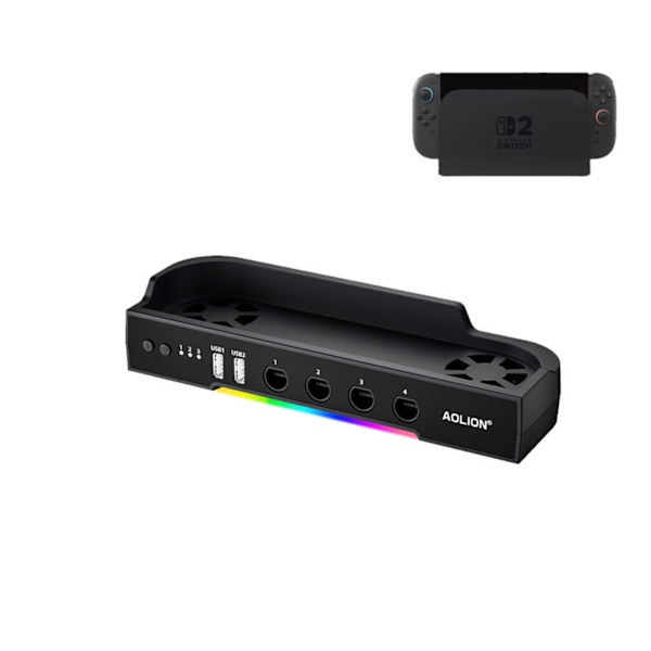 Kølebase med RGB, hub og holder til Nintendo Switch 2