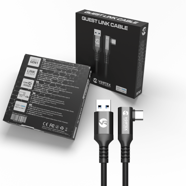 VORTEX VR 5m USB-A til USB-C-kabel for Meta Quest Link – Høyhastighetsdata 5 Gbps for Quest 3S, Quest 3, Quest 2 & Oculus Quest 1