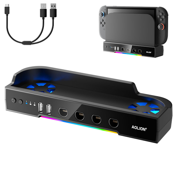 Kølebase med RGB, hub og holder til Nintendo Switch 2