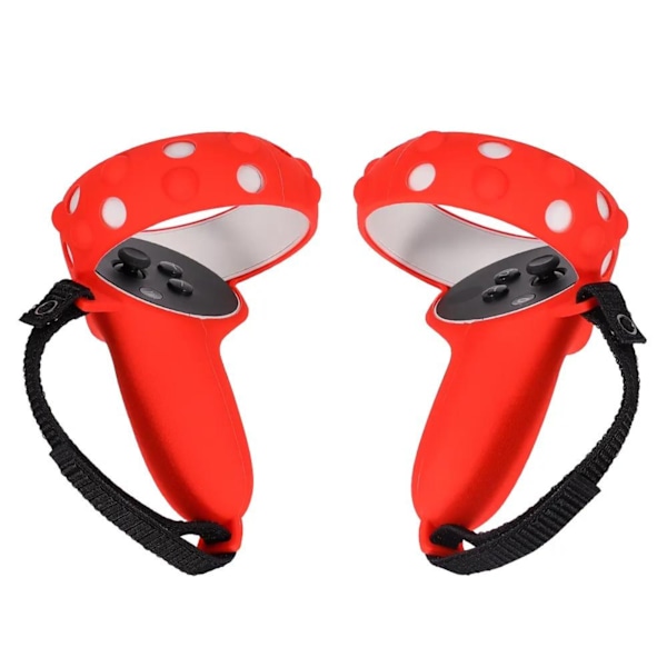 KOMBINERT: Kontrollerbeskytter + holder for Oculus Quest 2 - Rød