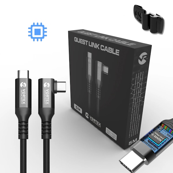 VortexVR-kabel 5m USB-C (Fast charging) + fästanordning | META QUEST LINK