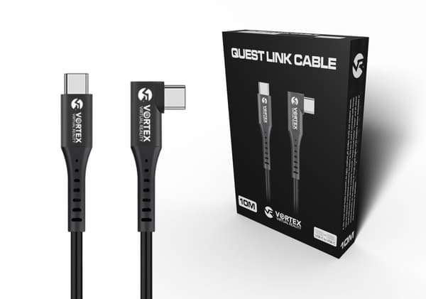 VORTEX VR 10m USB-C til USB-C Høyhastighetskabel for Meta Quest 2/3/3S – Oculus Link, SteamVR & SideQuest-kompatibel, Fleksibel VR PC-kabel