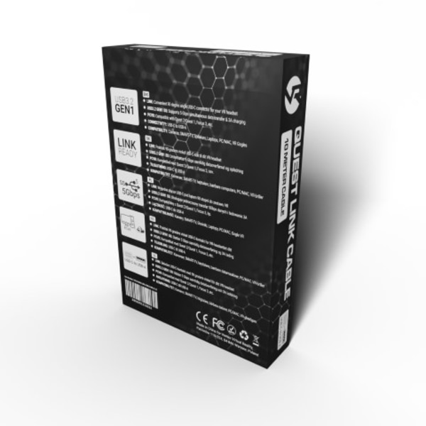 10 metrin kaapeli VortexVR USB-A:sta Meta Quest Linkiin | Quest 3S:ään Quest 3 Quest 2:een