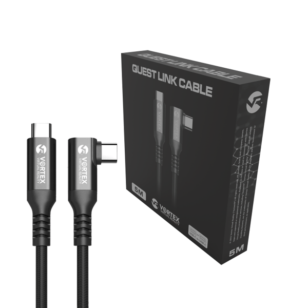 VORTEX VR 5m USB-C-kabel för Meta Quest Link – Hög hastighet 5 Gbps dataöverföring för Quest 3S, Quest 3, Quest 2 & Oculus Quest 1