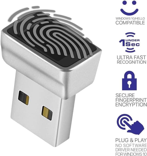 Full-key biometrisk skannesensor-dongle for Windows 10/11 Hello passordfri pålogging og låsing