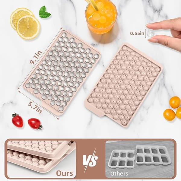 Mini-isbitsformar - 1,4 cm små \"sten\"-isbitar, för att göra iskaffe och cocktails (4-pack) pink