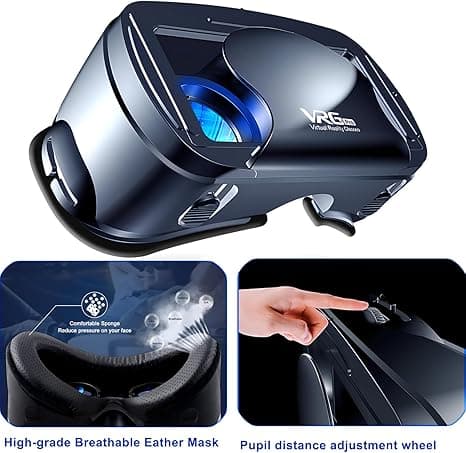 3D VR-briller kompatible med iPhone og Android, understøtter 4,7-7,2 tommer telefoner