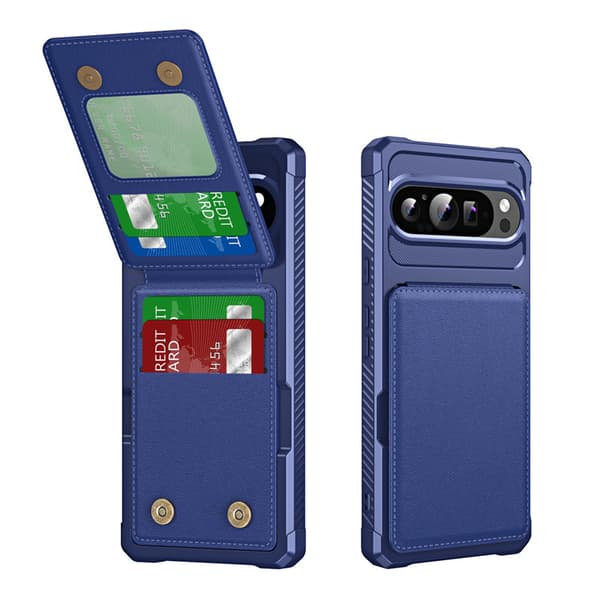 Fodral för Google Pixel 7, PU-läder med magnetlås och kreditkortsfack Blå Blue