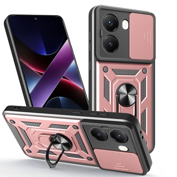 Deksler til Xiaomi Poco X6, Skyvbart kameralinsedeksel rose gold