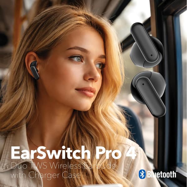Trådlösa Bluetooth-öronsnäckor (2 par), med stöd för omkopplingsbara open-ear- och in-ear-lägen 黑色
