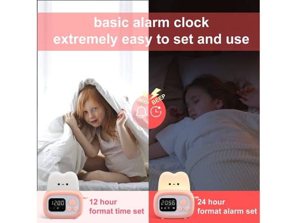 Bærbar klokke for barn med timer og nattlys -