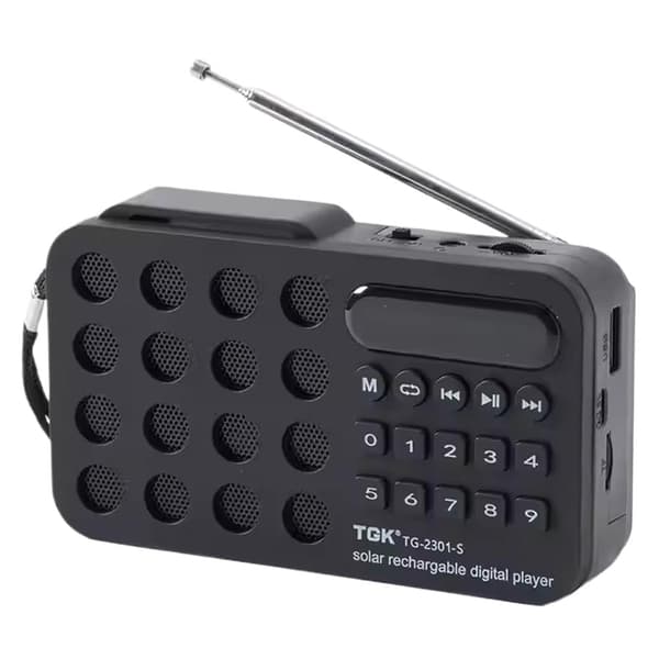 Multibåndsradio, Bluetooth-kortradio med solcellelading, svart