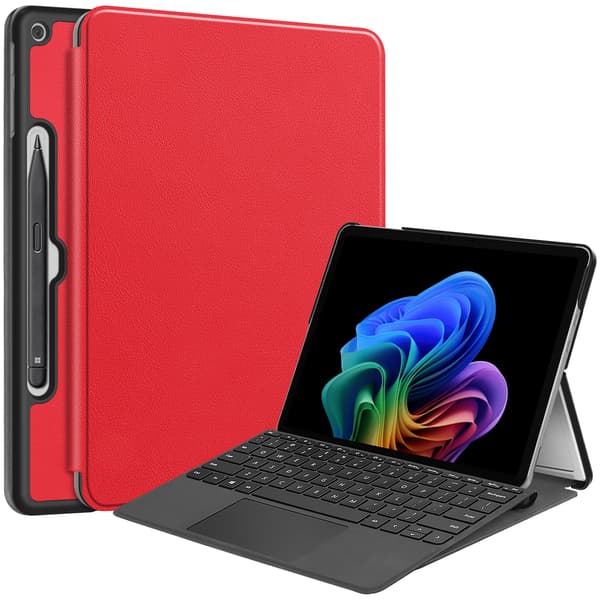 Fodral för Microsoft Surface Pro 12-tum (2025 års modell), Bluetooth-tangentbordsskydd Röd