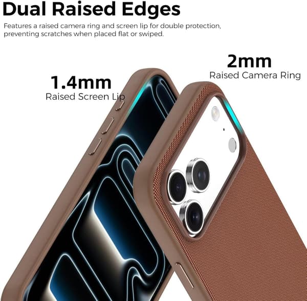 Etui til iPhone 18 Pro Max, førsteklasses vevd tekstur, fallbestandig og støtabsorberende brunt brown
