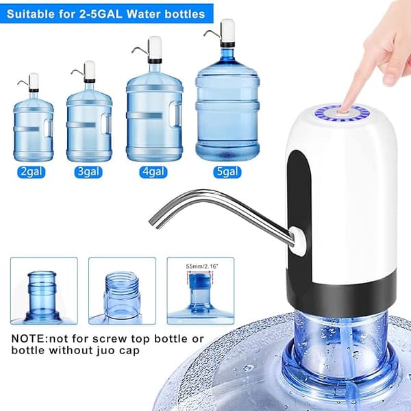 Portabel Elektrisk USB Vattendispenser för Universella 2-5 Gallons Vattenflaskor (Vit)