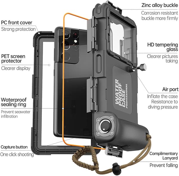 Universal undervands vandtæt telefoncover, til 17/16/15/14/13/12 Pro Max sort black