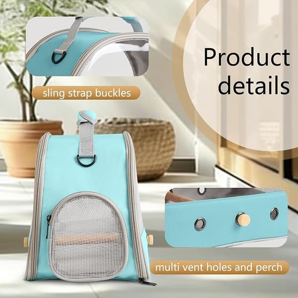Bærbart fuglerejsebur, med siddepind, blå blue