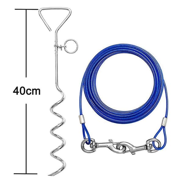 Hundstake med bindkabel + reflekterande stake, spiralspik fast påle