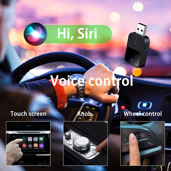 Trådløs CarPlay-adapter kompatibel med iPhone og Android; konverterer kablet CarPlay til trådløs CarPlay Sort Black