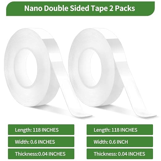 Nano dobbeltklæbende tape, 2 pakker, multifunktionel klar tape til installation